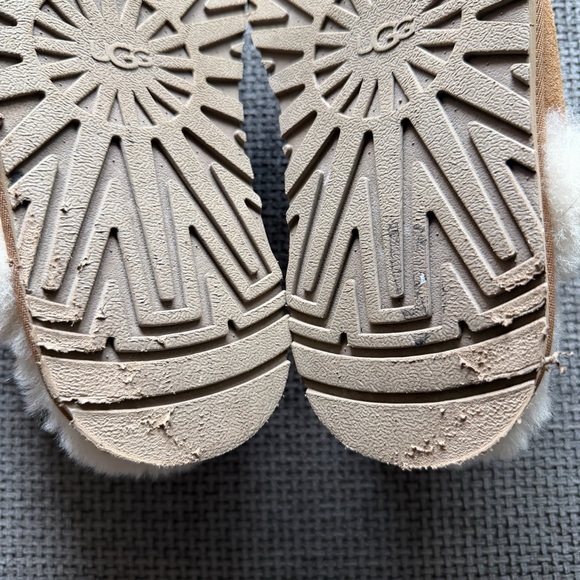 UGG Disquette Chestnut Suede Platform Slippers 9 Sheepskin Fur 1122550 Coquette - Picture 9 of 12